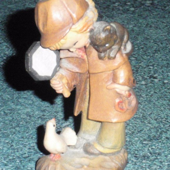 ANRI Inspector Detective Boy With Magnifying Glass & Cat Figurine Ferrandiz 3" - Picture 2 of 6